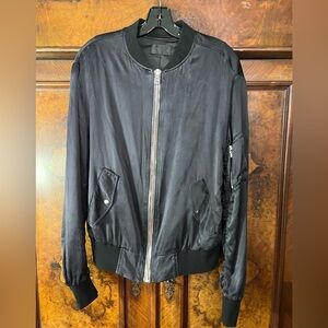 RtA Black Silk Bomber Jacket. Size S
